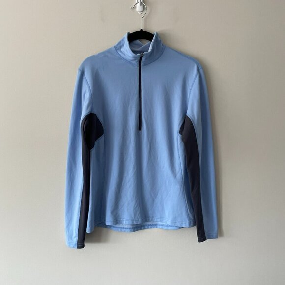 Mountain Equipment Co-op 1/2 Zip Mock Neck Pullover Casual Sweater Blue Large - Picture 2 of 7